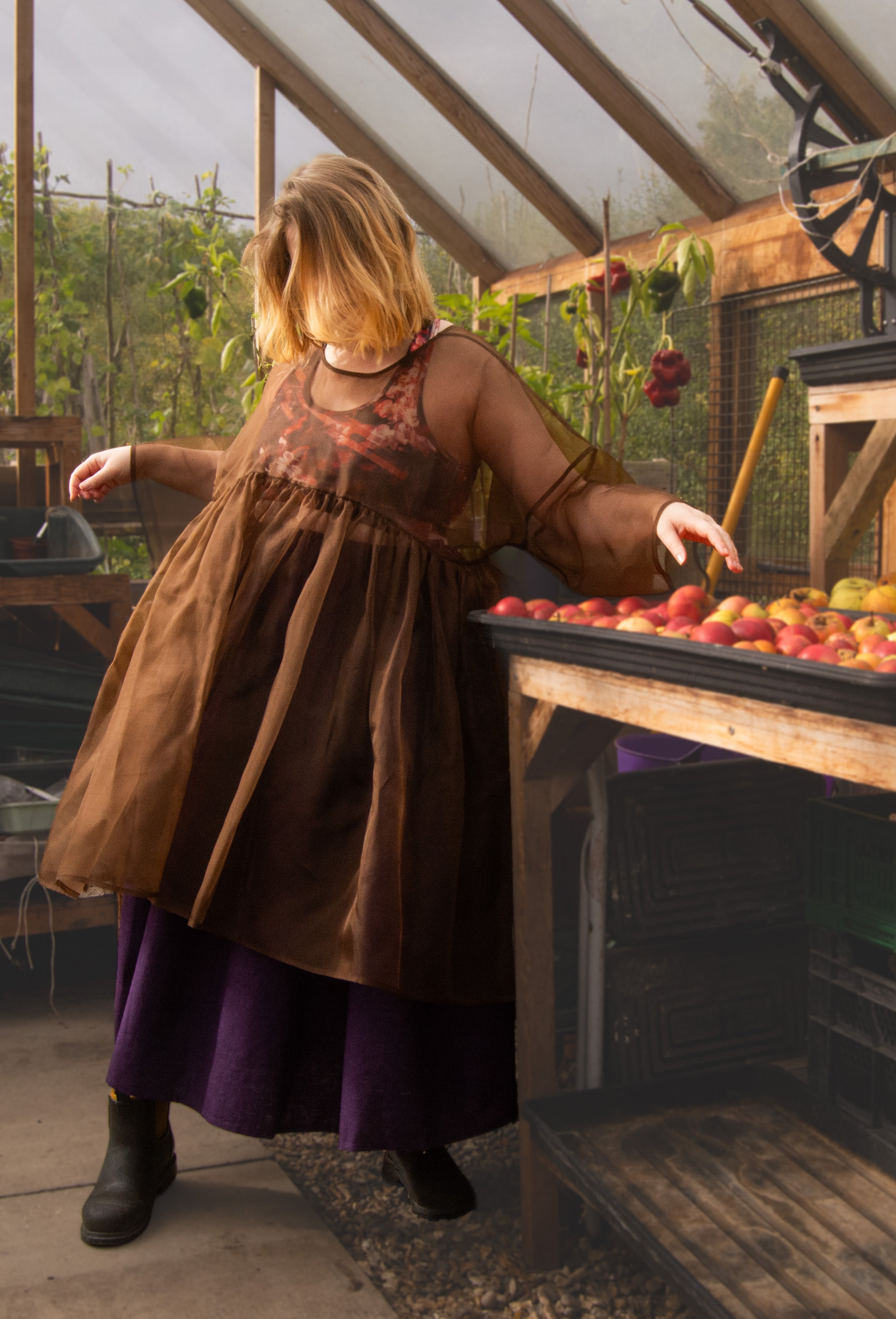 The Everything Tunic in Chestnut silk organza - House of Flint