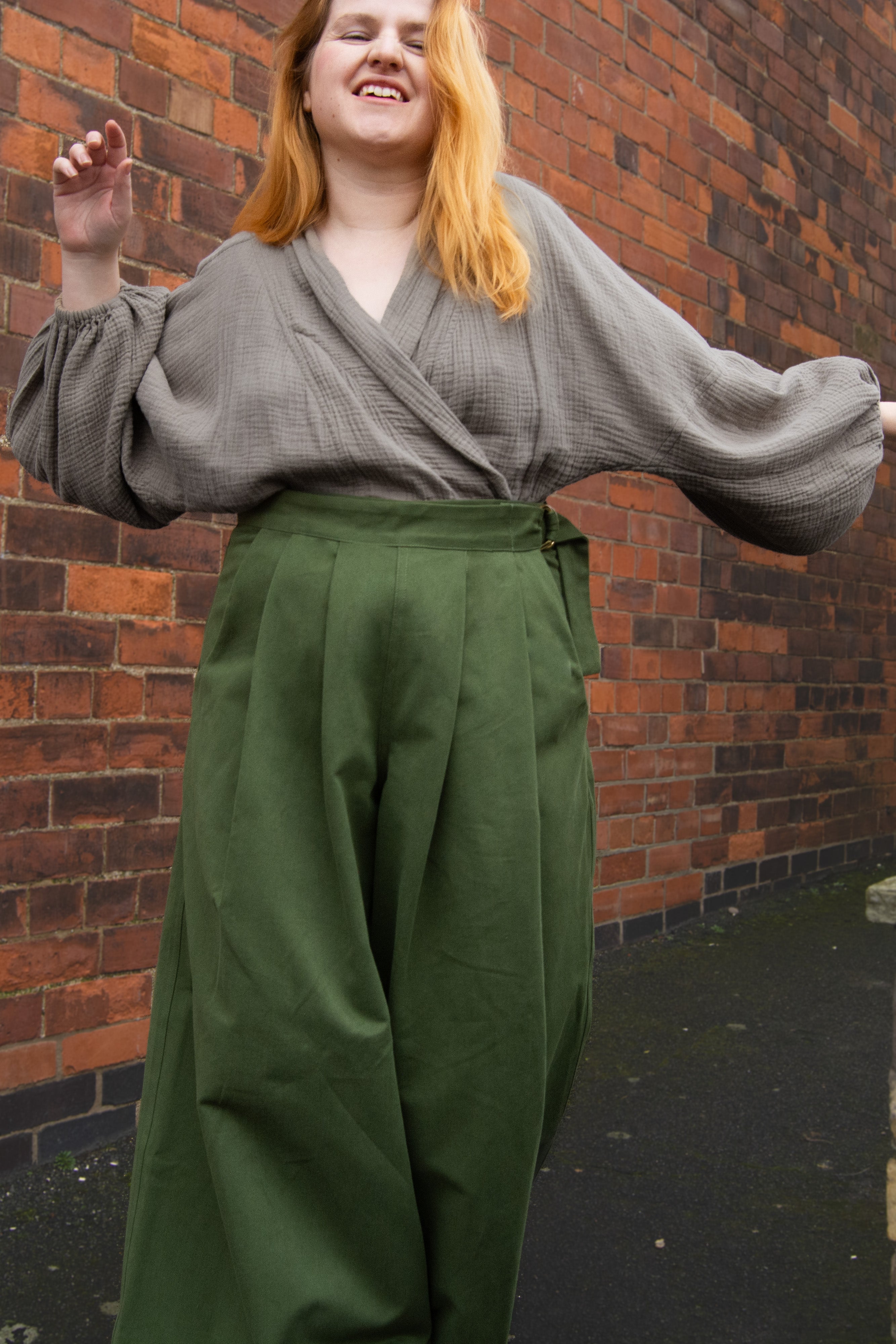 The Margo Trousers in Forest green twill - House of Flint