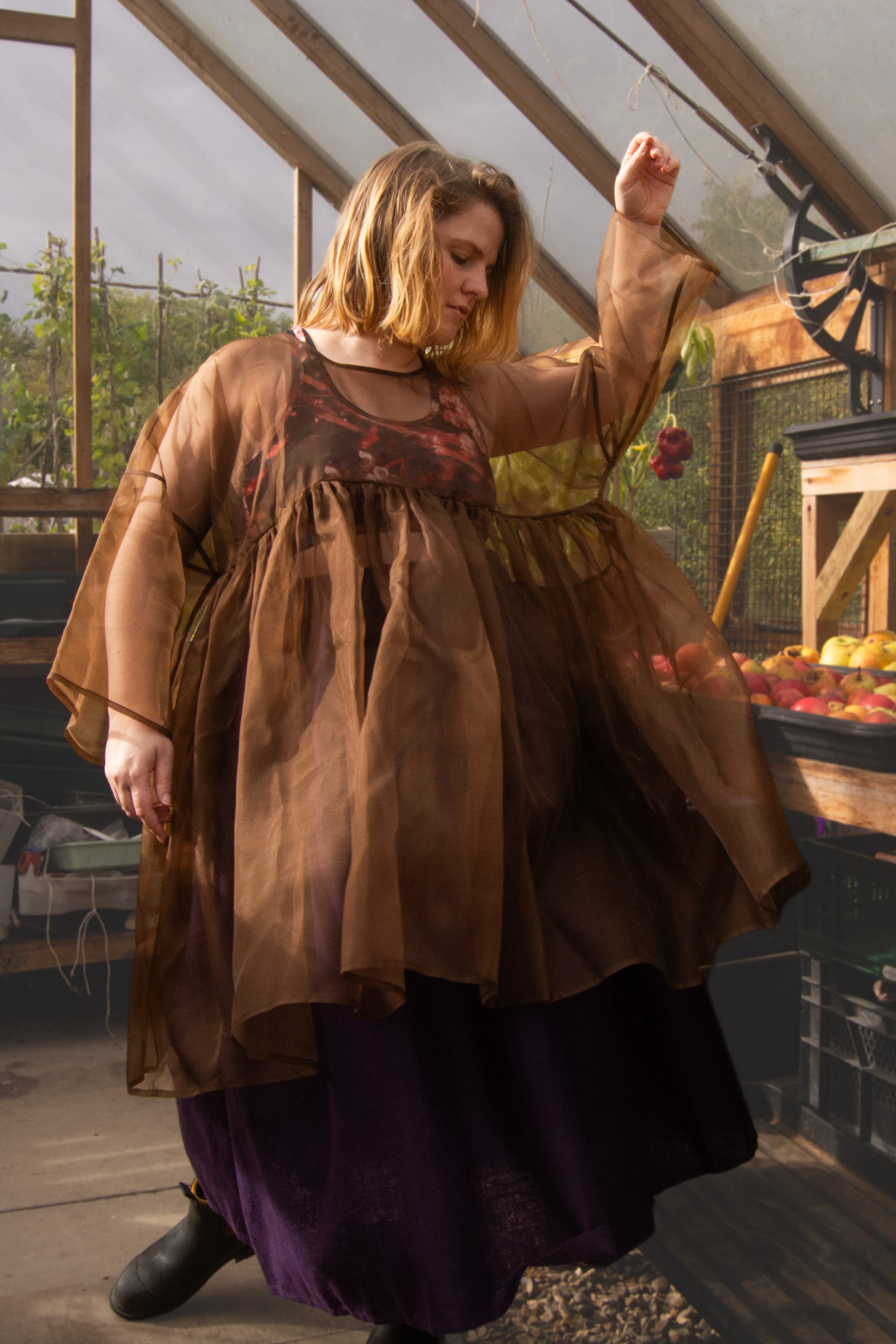 The Everything Tunic in Chestnut silk organza - House of Flint
