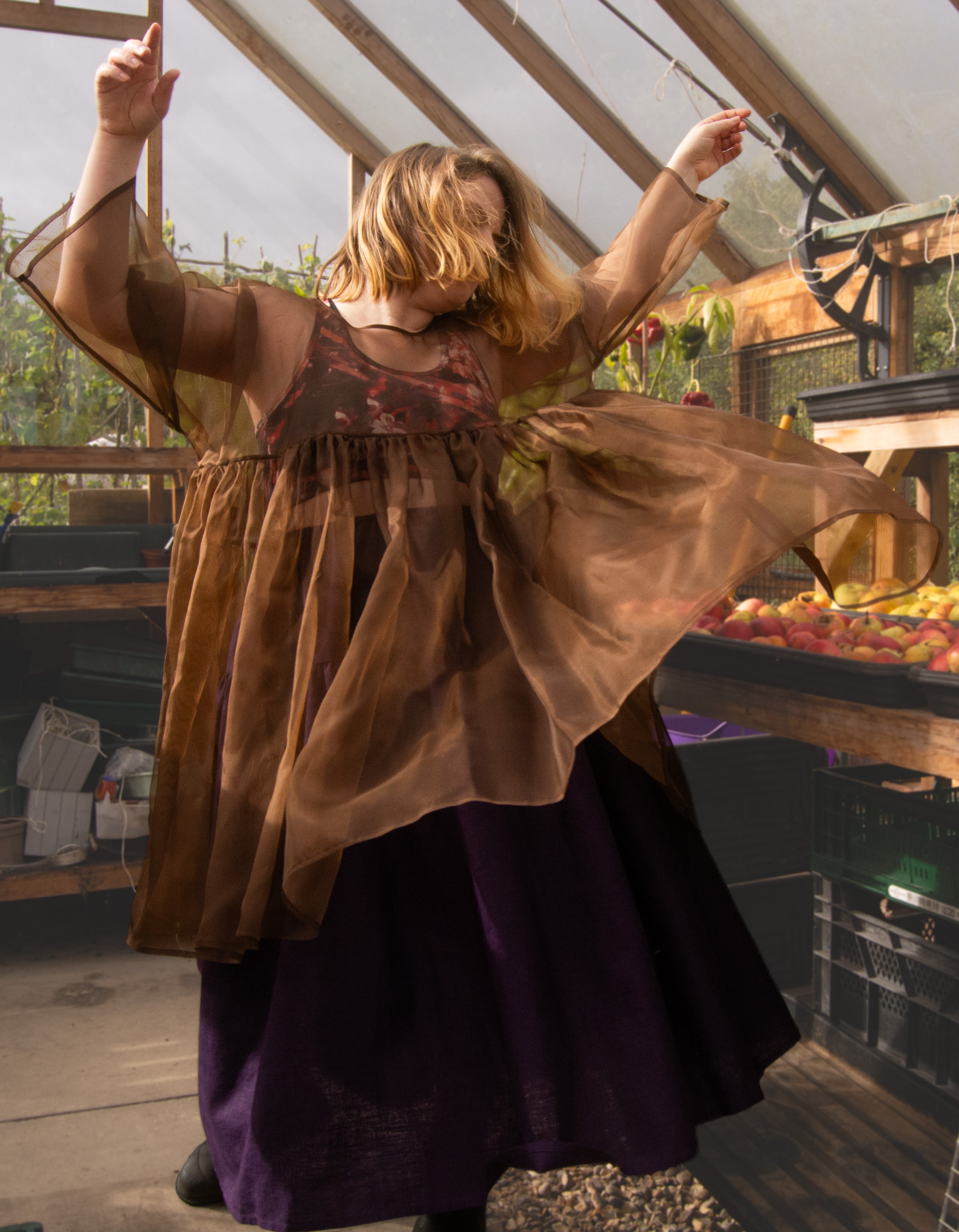 The Everything Tunic in Chestnut silk organza - House of Flint