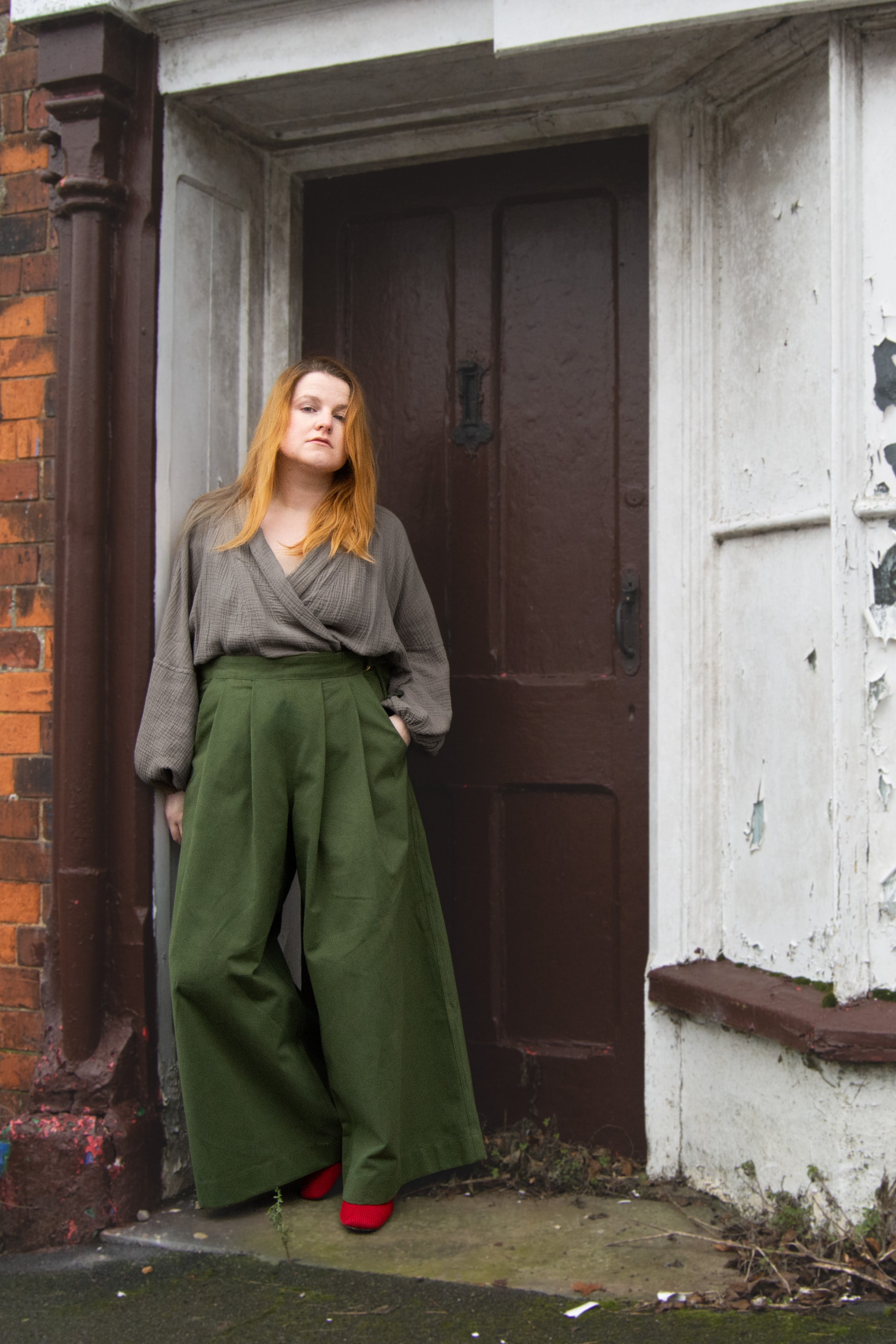 The Margo Trousers in Forest green twill - House of Flint