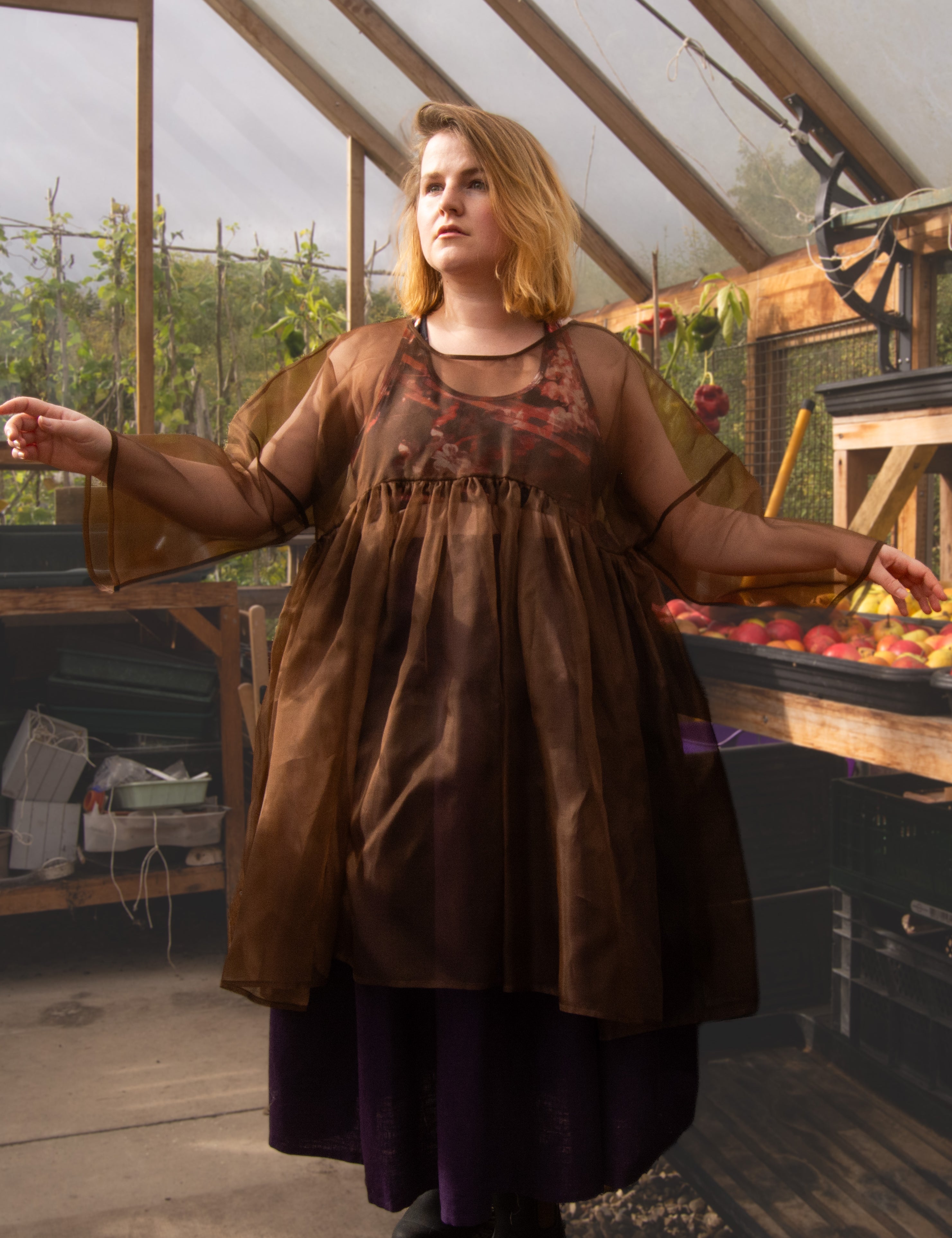 The Everything Tunic in Chestnut silk organza - House of Flint