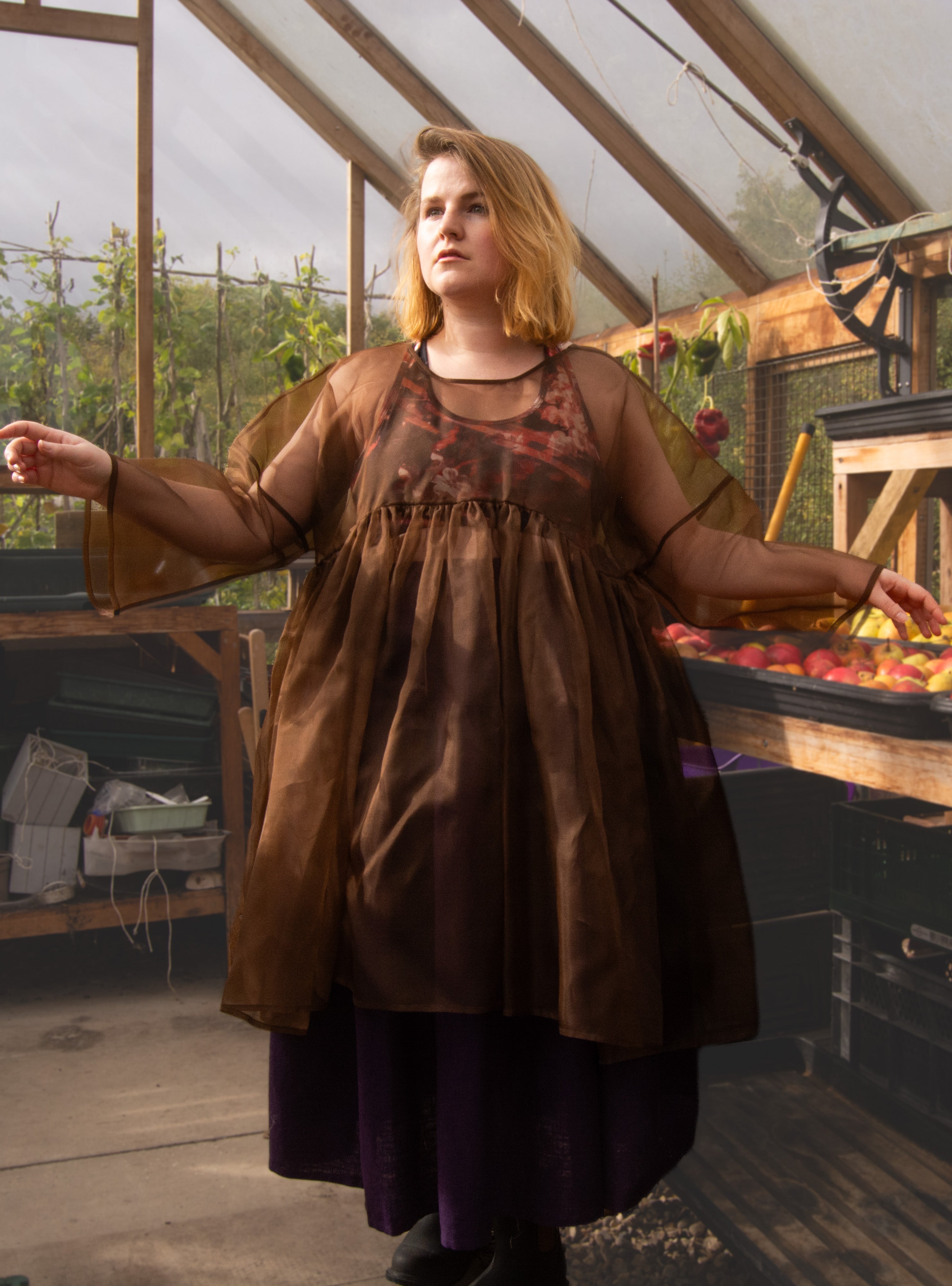 The Everything Tunic in Chestnut silk organza - House of Flint