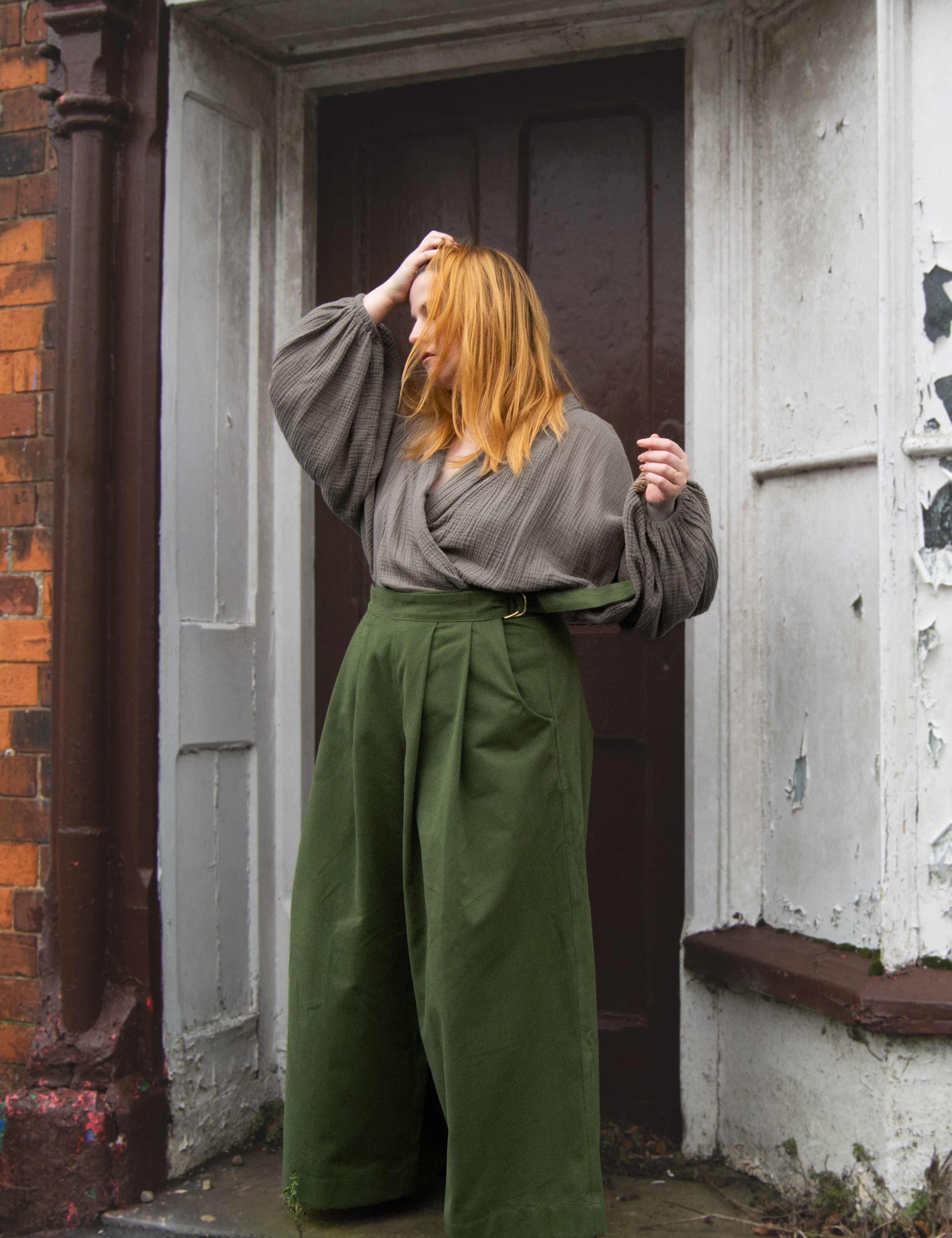 The Margo Trousers in Forest green twill - House of Flint