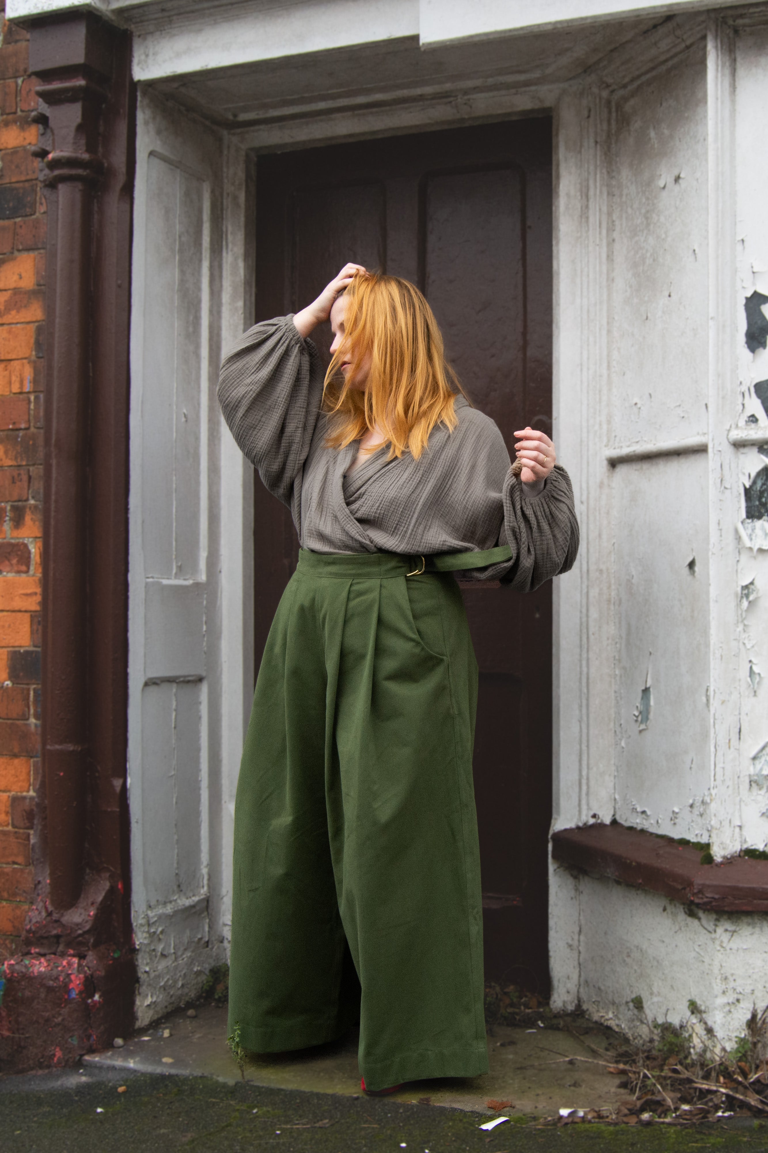 The Margo Trousers in Forest green twill - House of Flint