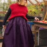 The Oak Skirt - Aubergine linen - House of Flint