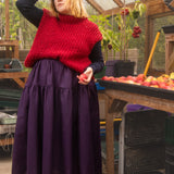 The Oak Skirt - Aubergine linen - House of Flint