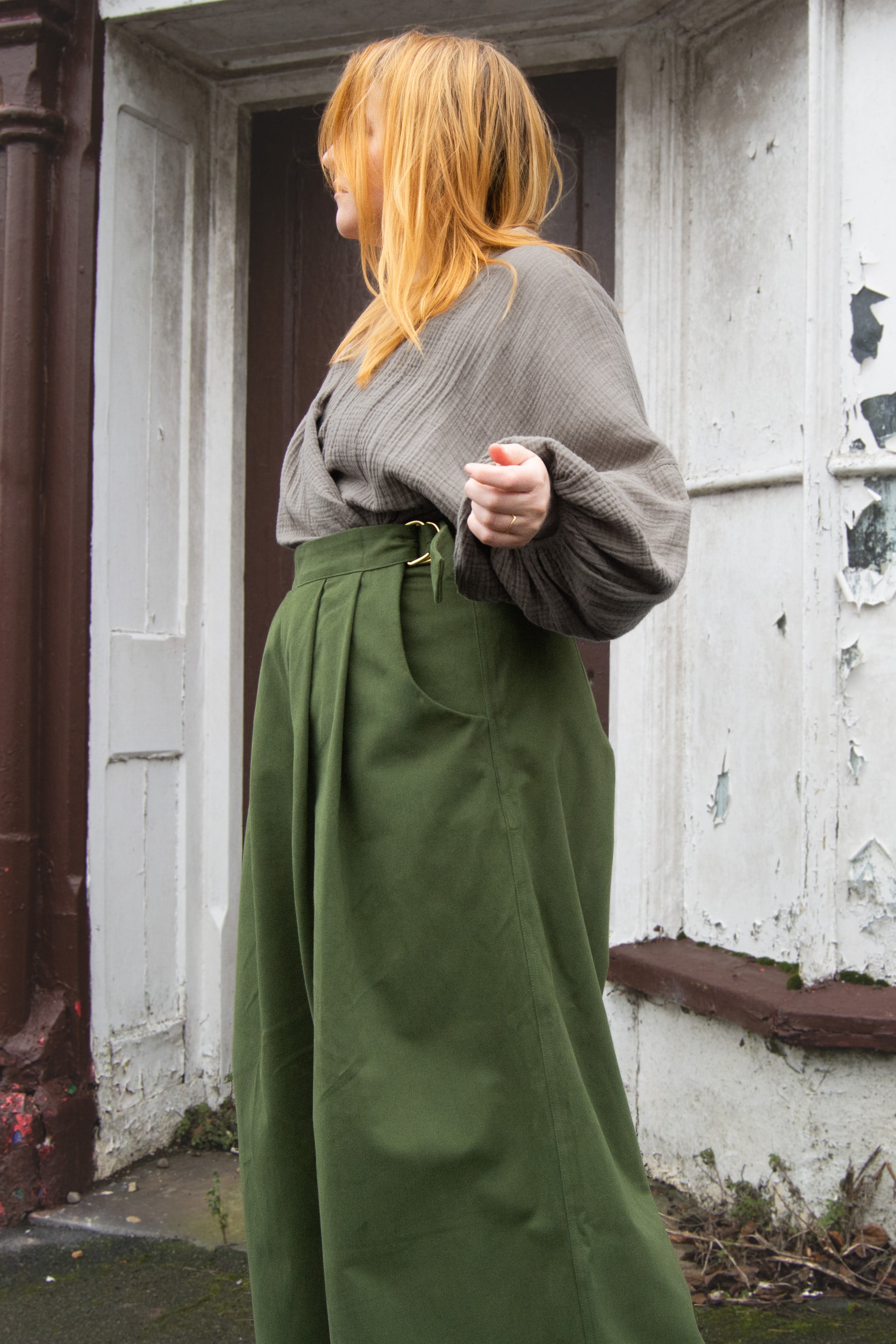 The Margo Trousers in Forest green twill - House of Flint