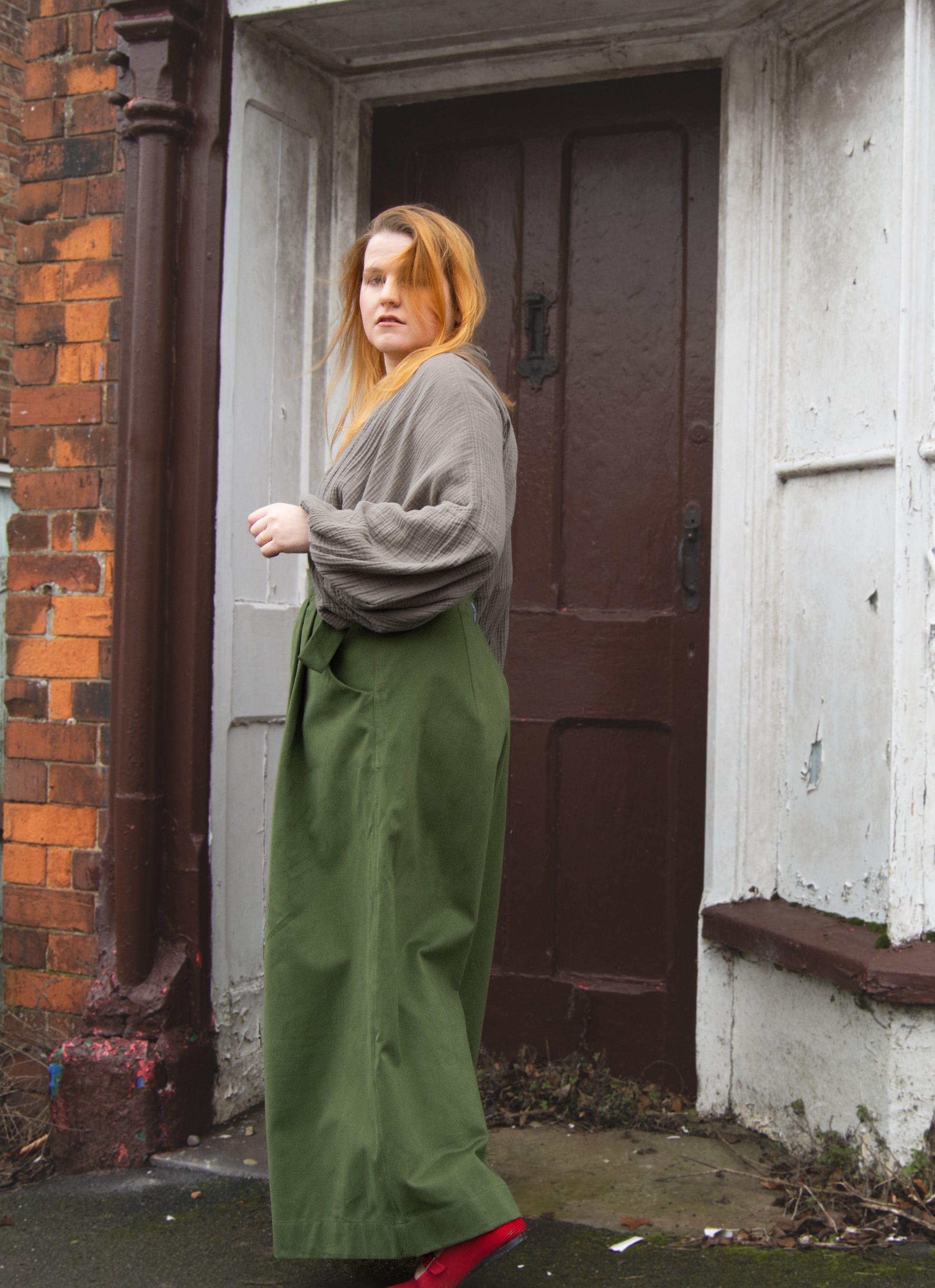 The Margo Trousers in Forest green twill - House of Flint