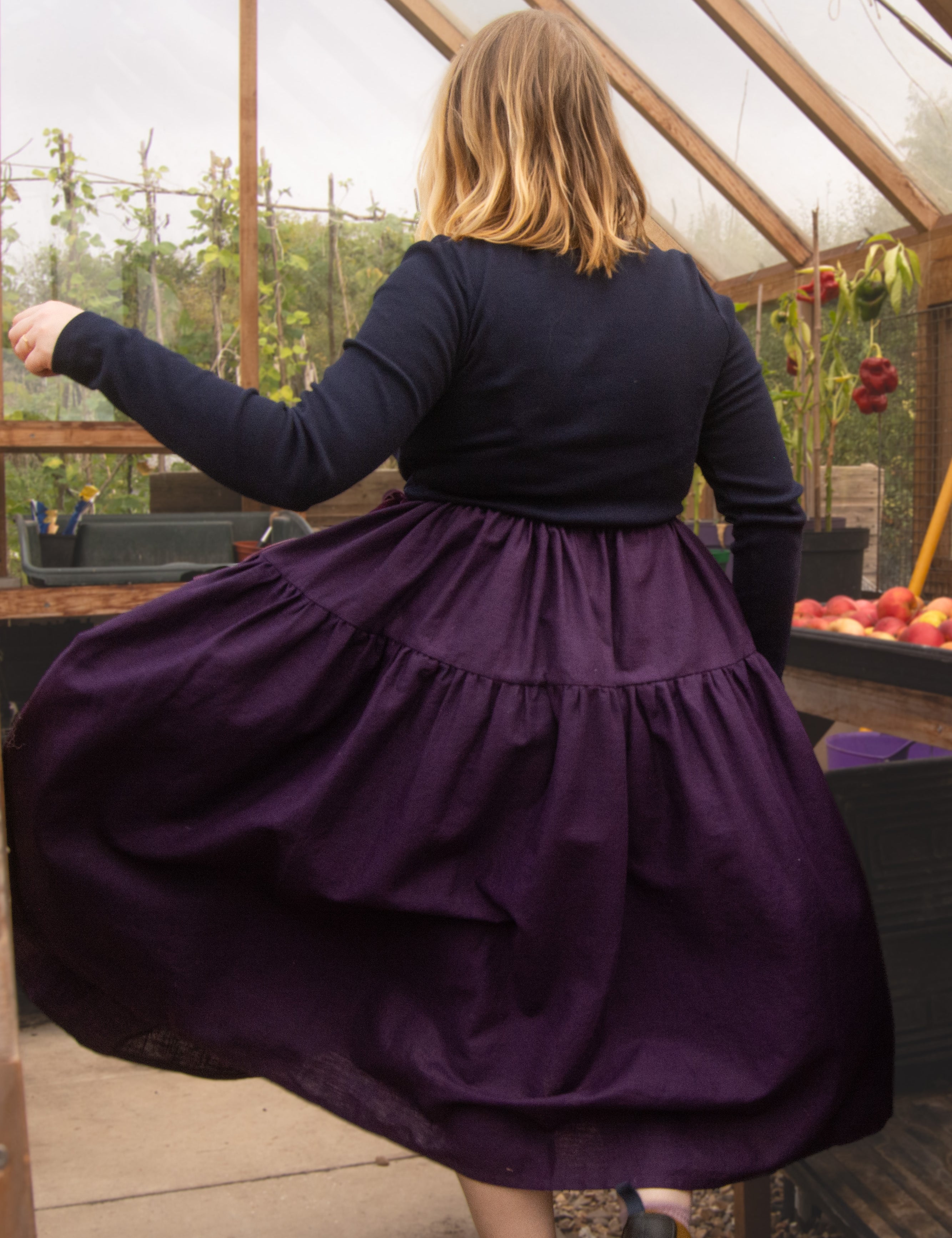 The Oak Skirt - Aubergine linen - House of Flint