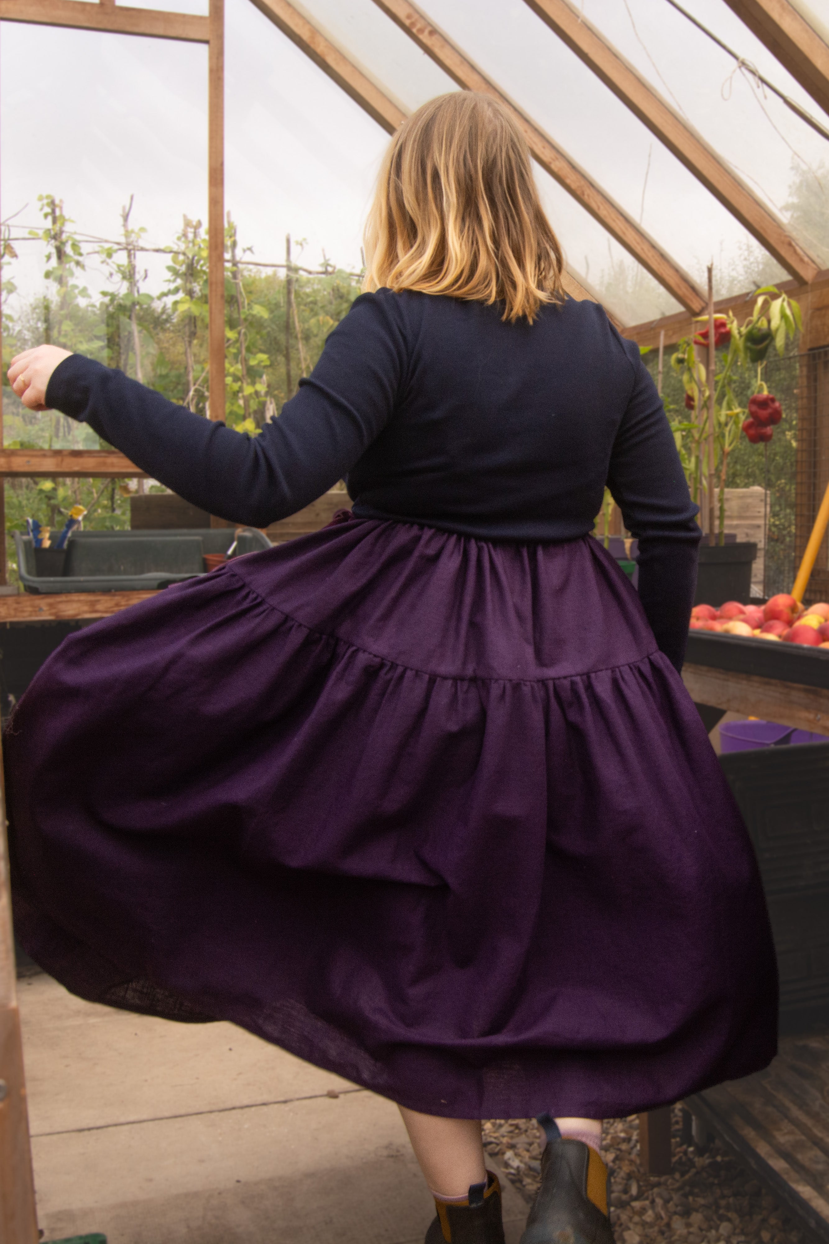 The Oak Skirt - Aubergine linen - House of Flint