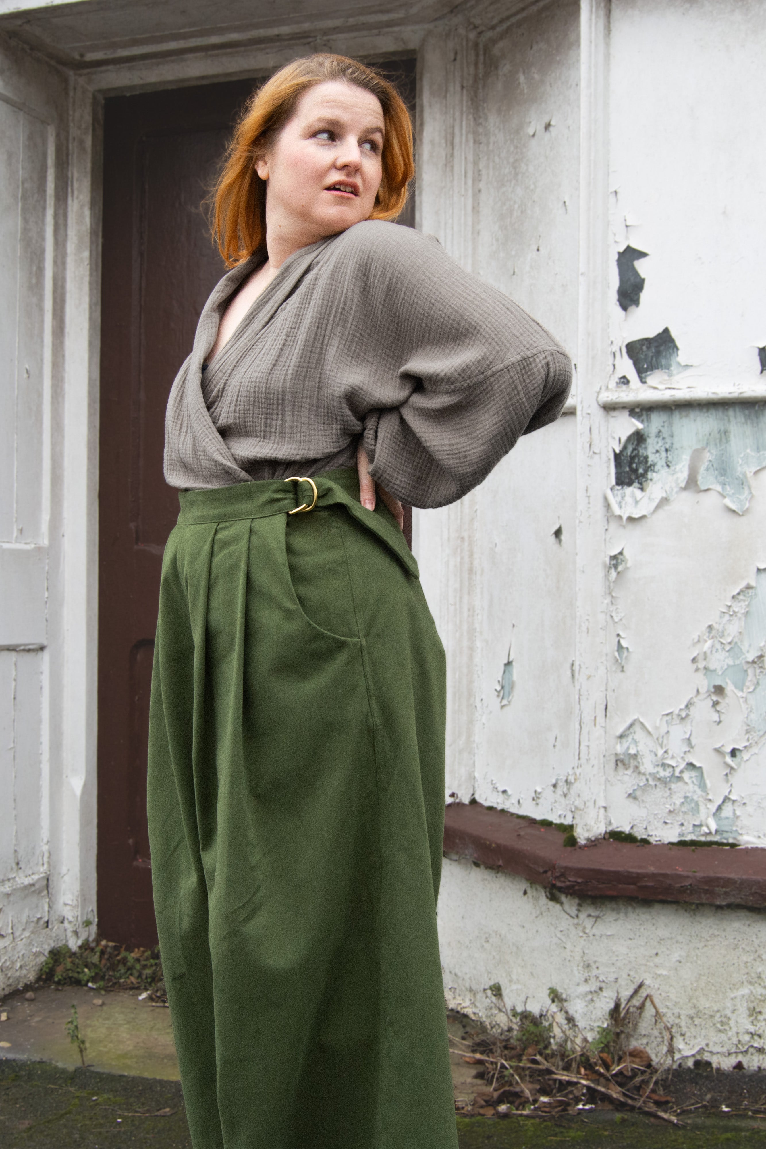 The Margo Trousers in Forest green twill - House of Flint