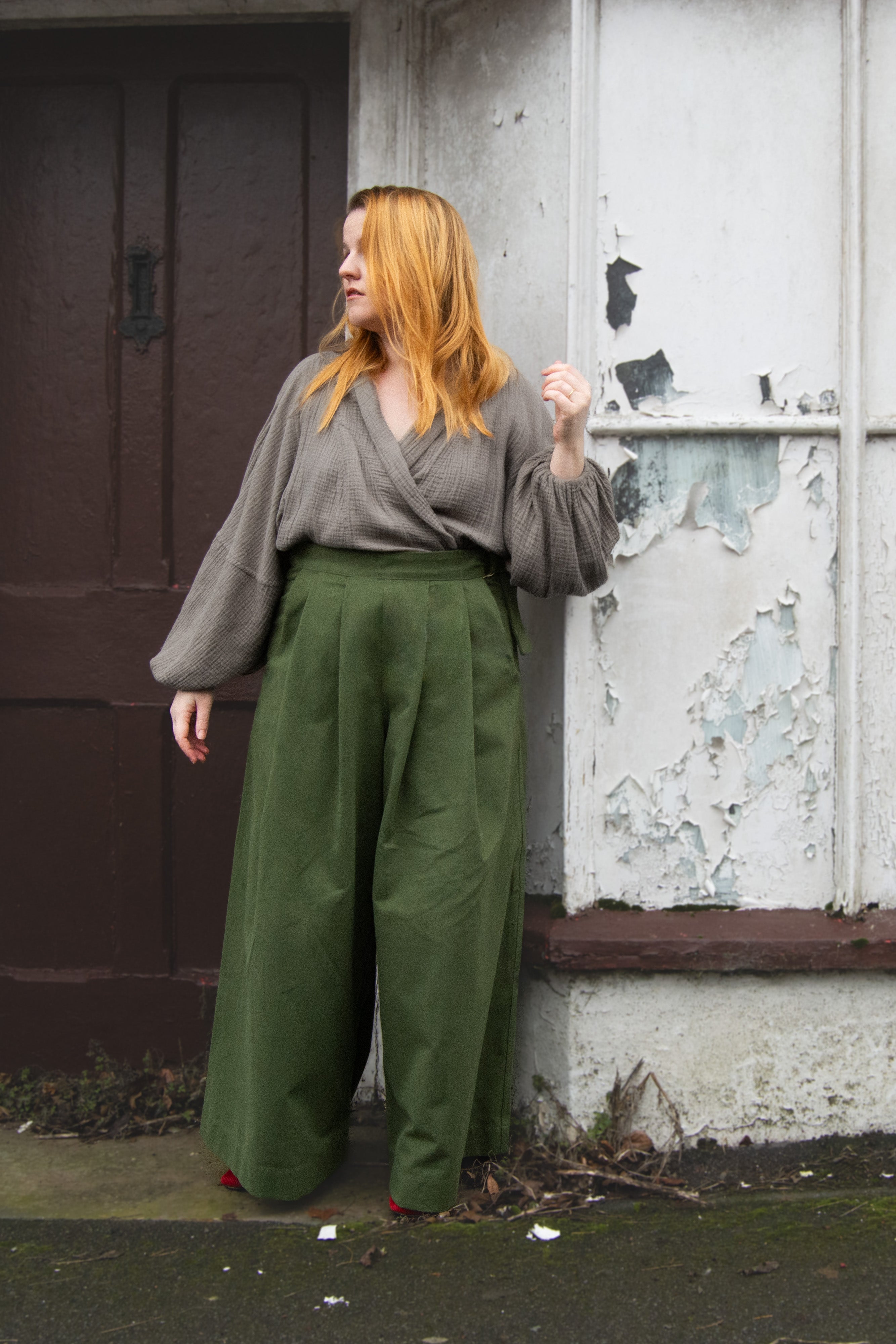 The Margo Trousers in Forest green twill - House of Flint