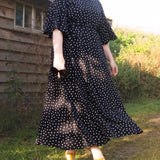 The Joan Dress in Black Polka