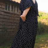 The Joan Dress in Black Polka