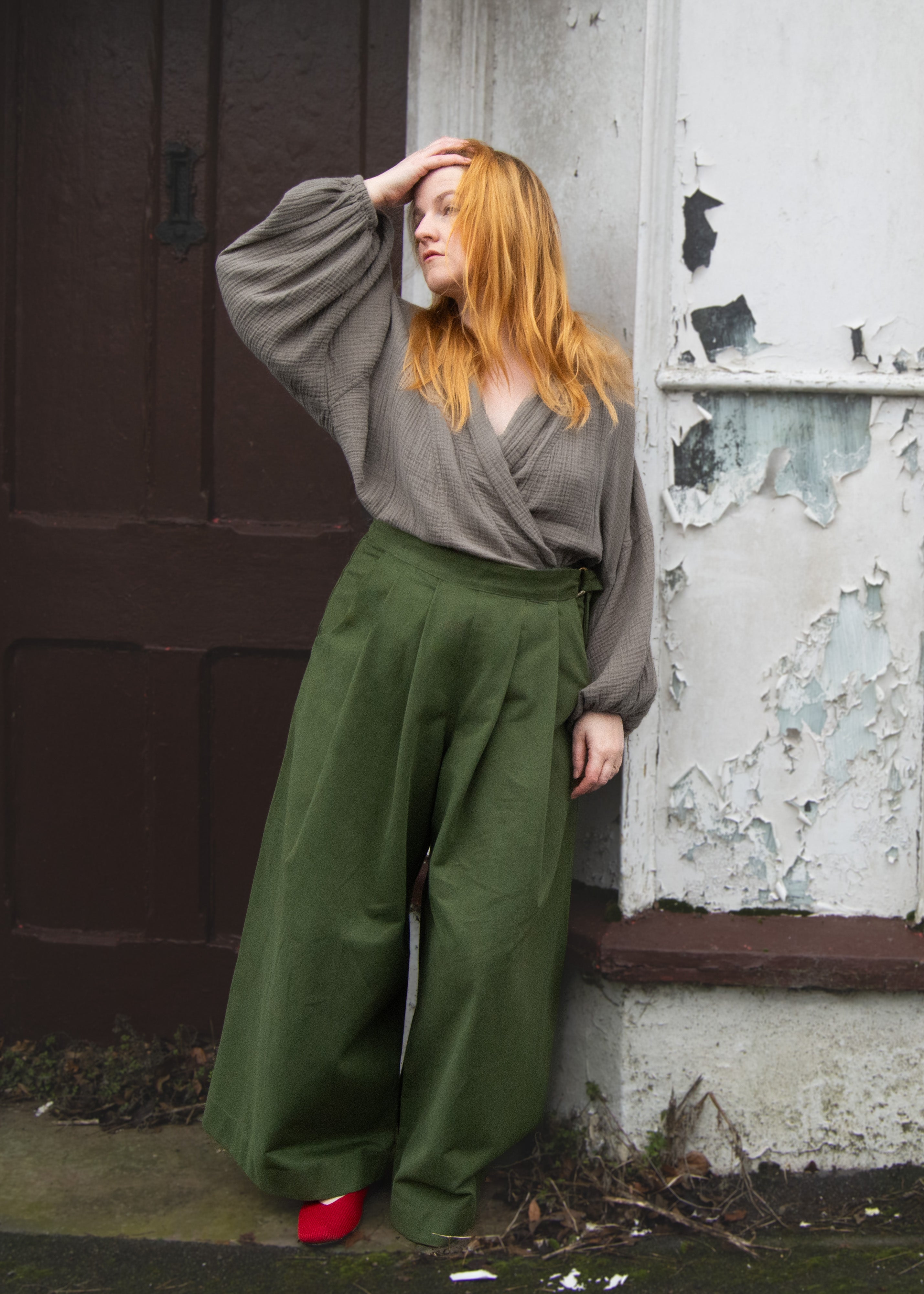 The Margo Trousers in Forest green twill - House of Flint