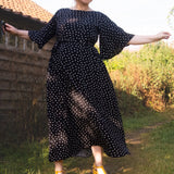 The Joan Dress in Black Polka
