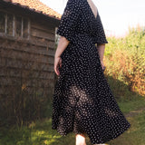 The Joan Dress in Black Polka