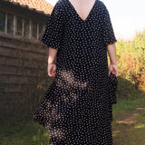 The Joan Dress in Black Polka
