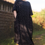 The Joan Dress in Black Polka
