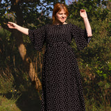 The Joan Dress in Black Polka
