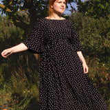 The Joan Dress in Black Polka