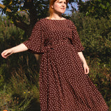 The Joan Dress in Brown Polka