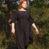 The Joan Dress in Black Polka