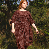 The Joan Dress in Brown Polka