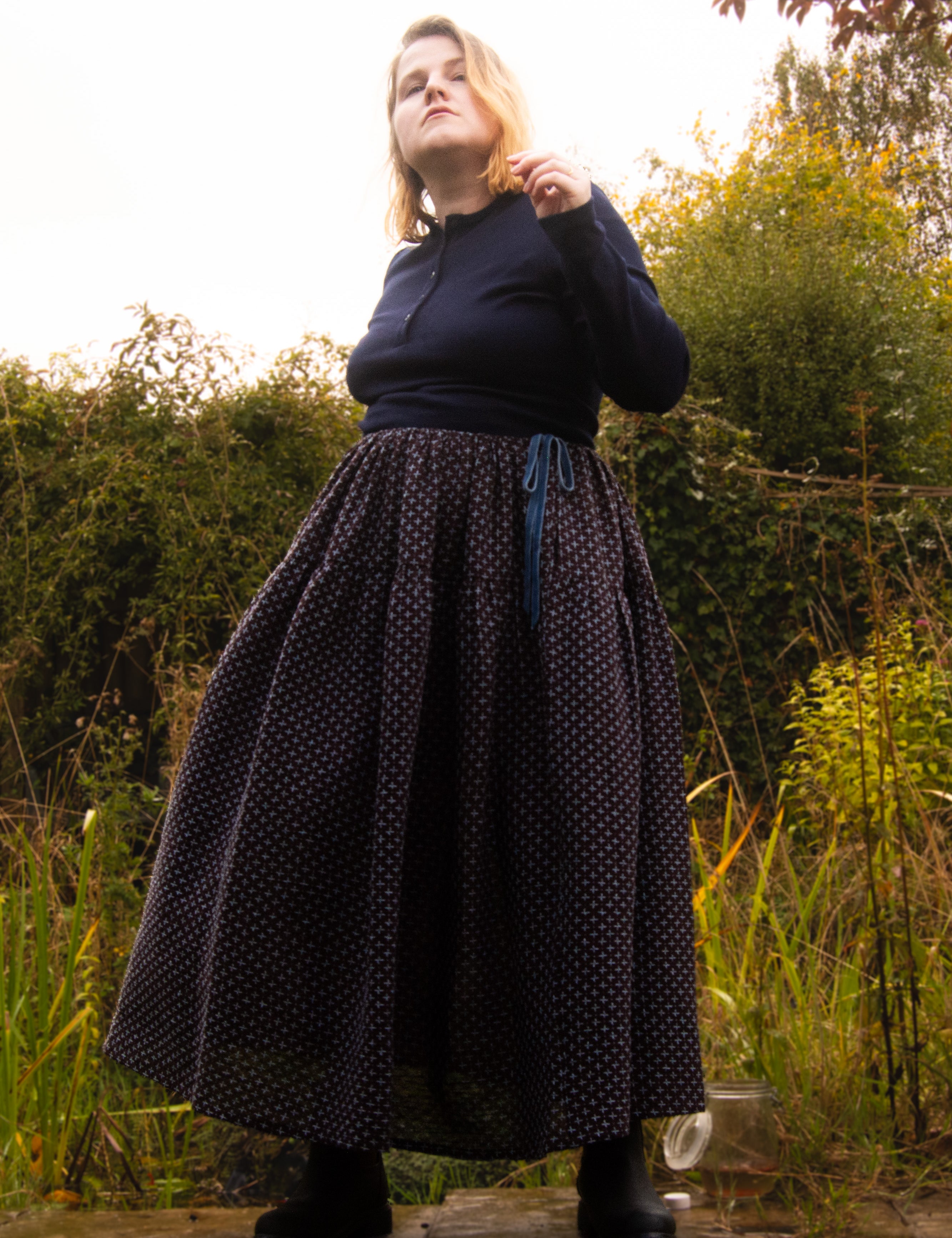 The Oak Skirt - Cool Brown Cross Stitch - House of Flint
