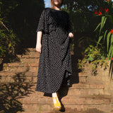 The Joan Dress in Black Polka