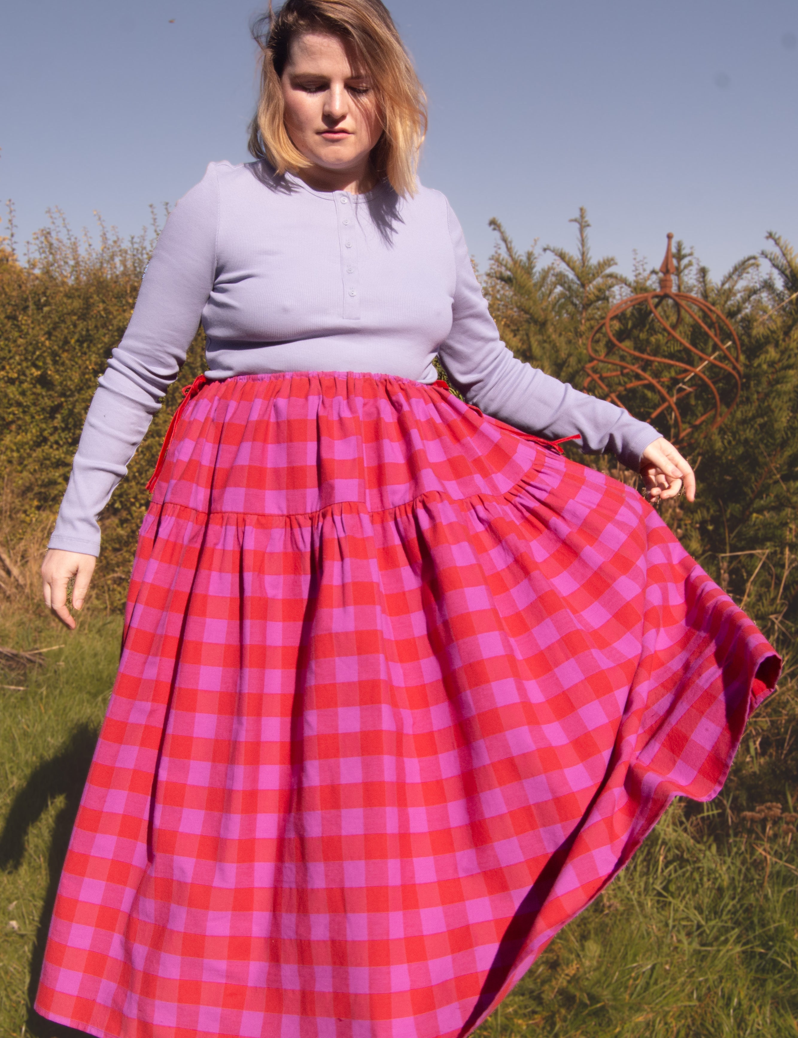 The Oak Skirt - Pink + Red check - House of Flint