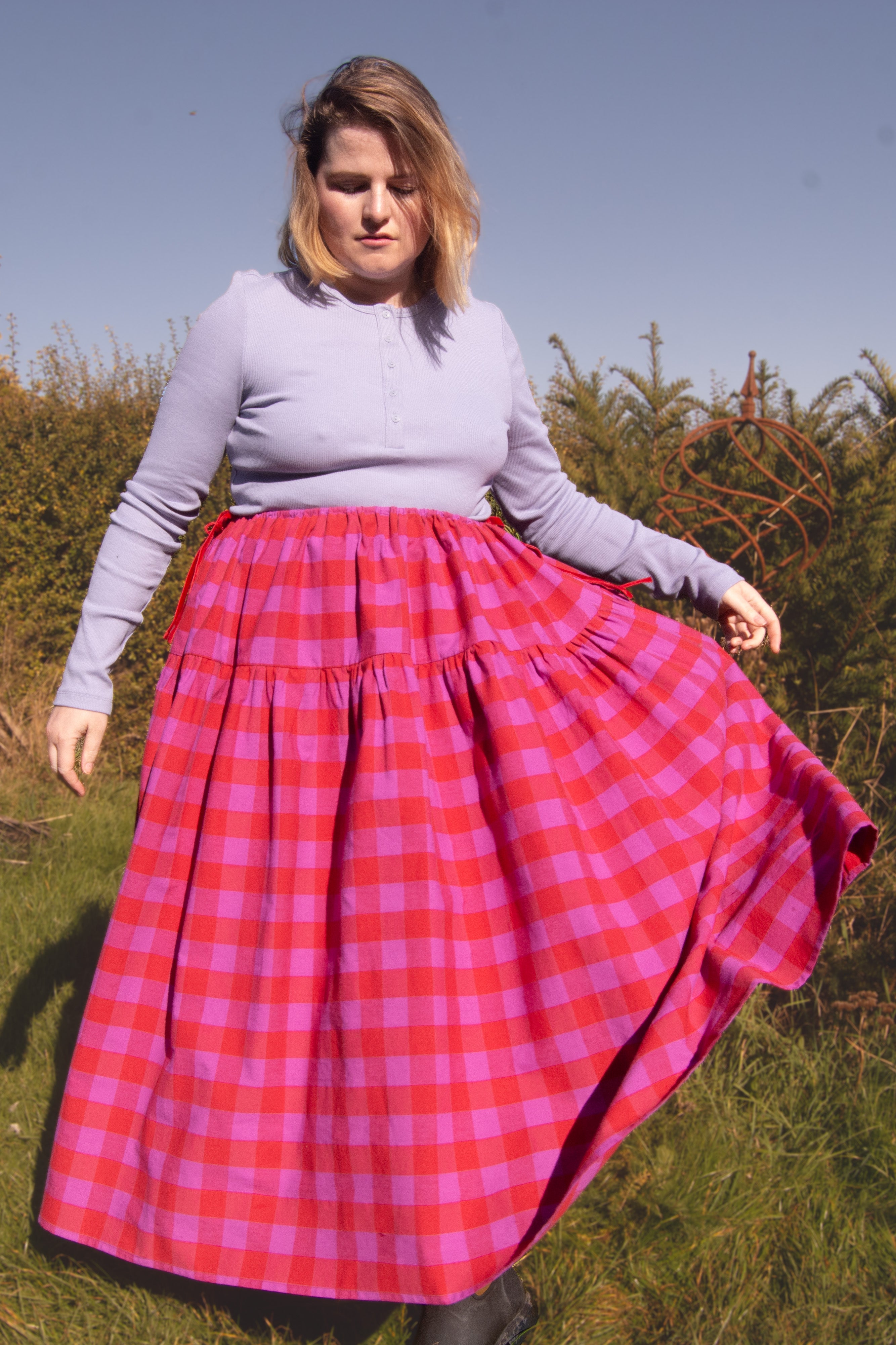 The Oak Skirt - Pink + Red check - House of Flint