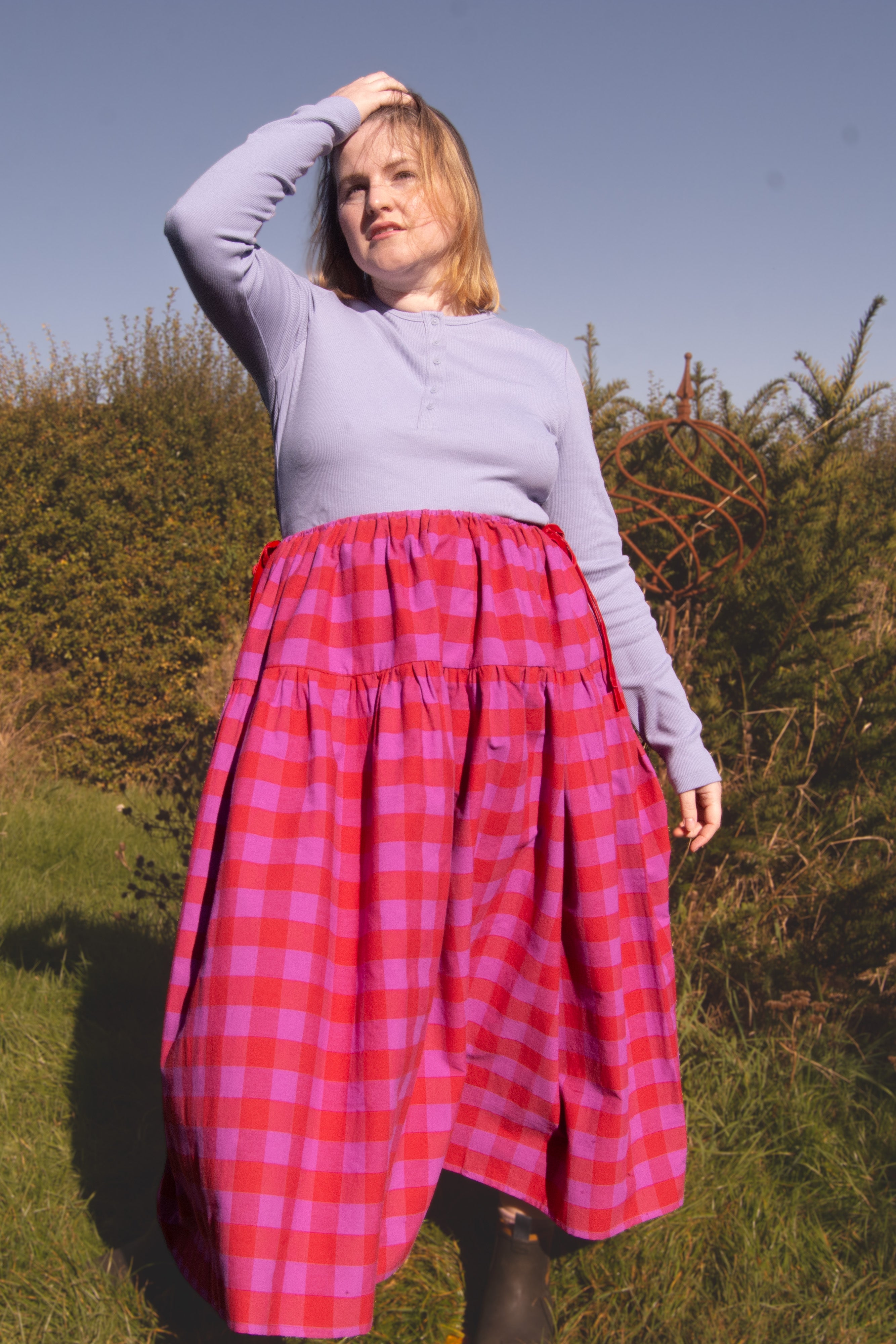 The Oak Skirt - Pink + Red check - House of Flint