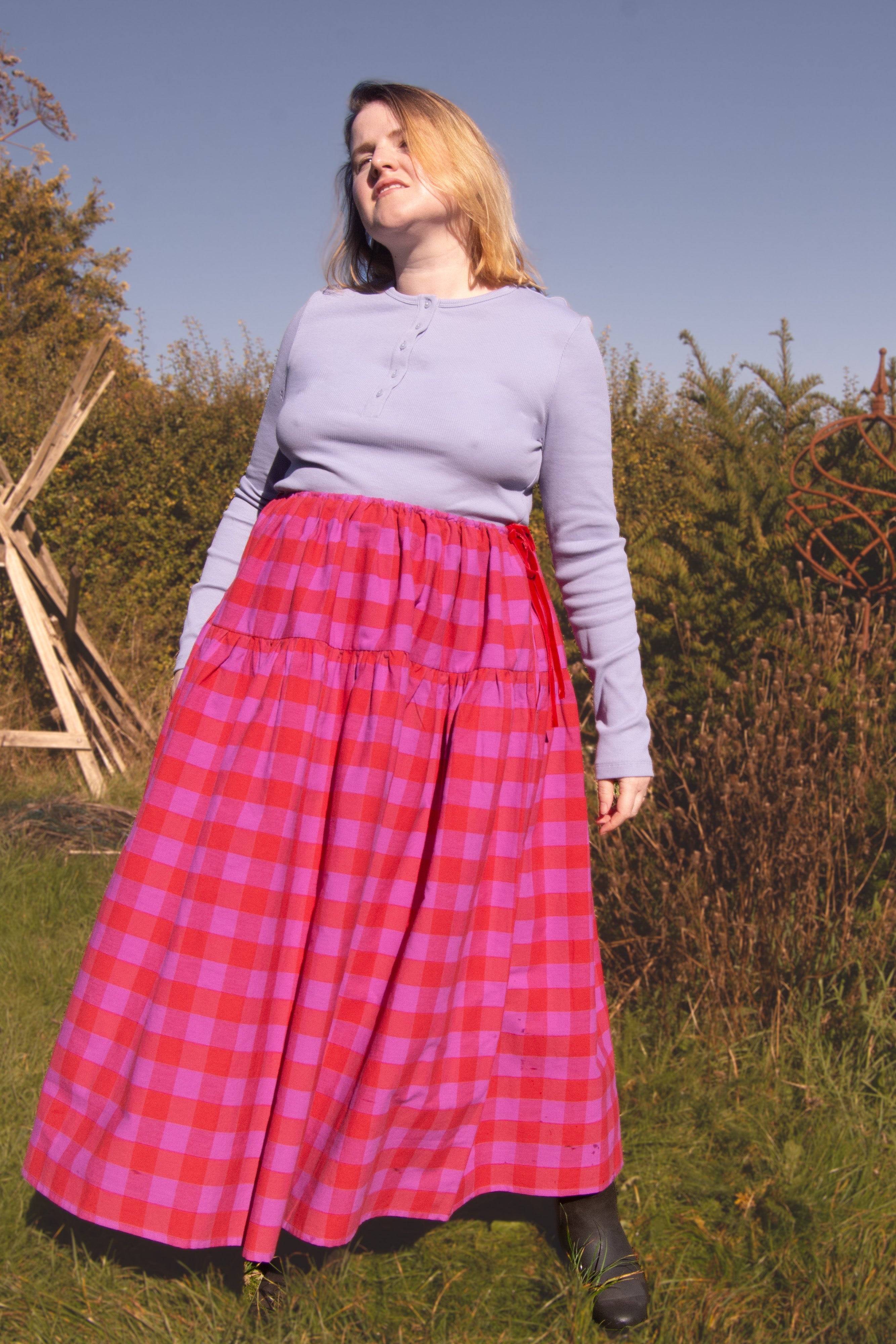 The Oak Skirt - Pink + Red check - House of Flint