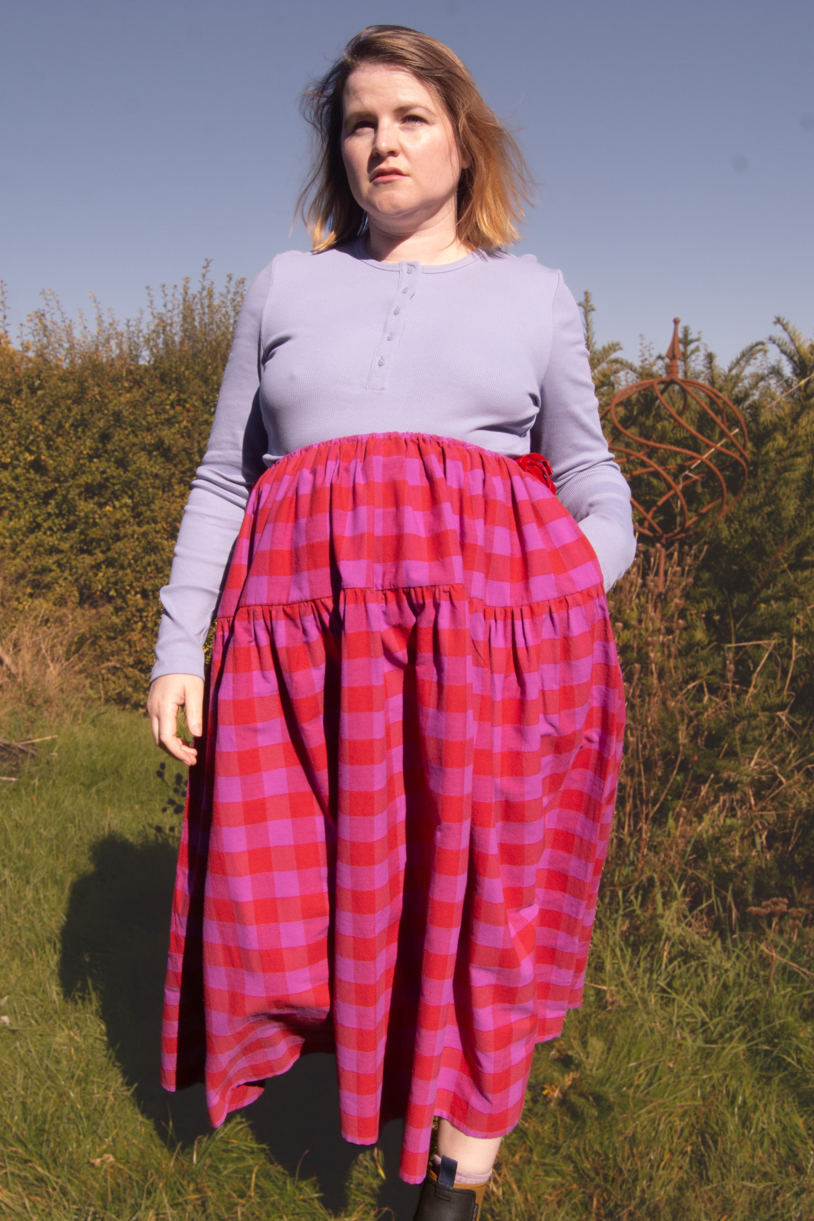 The Oak Skirt - Pink + Red check - House of Flint