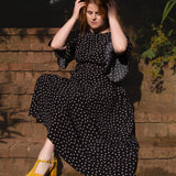 The Joan Dress in Black Polka