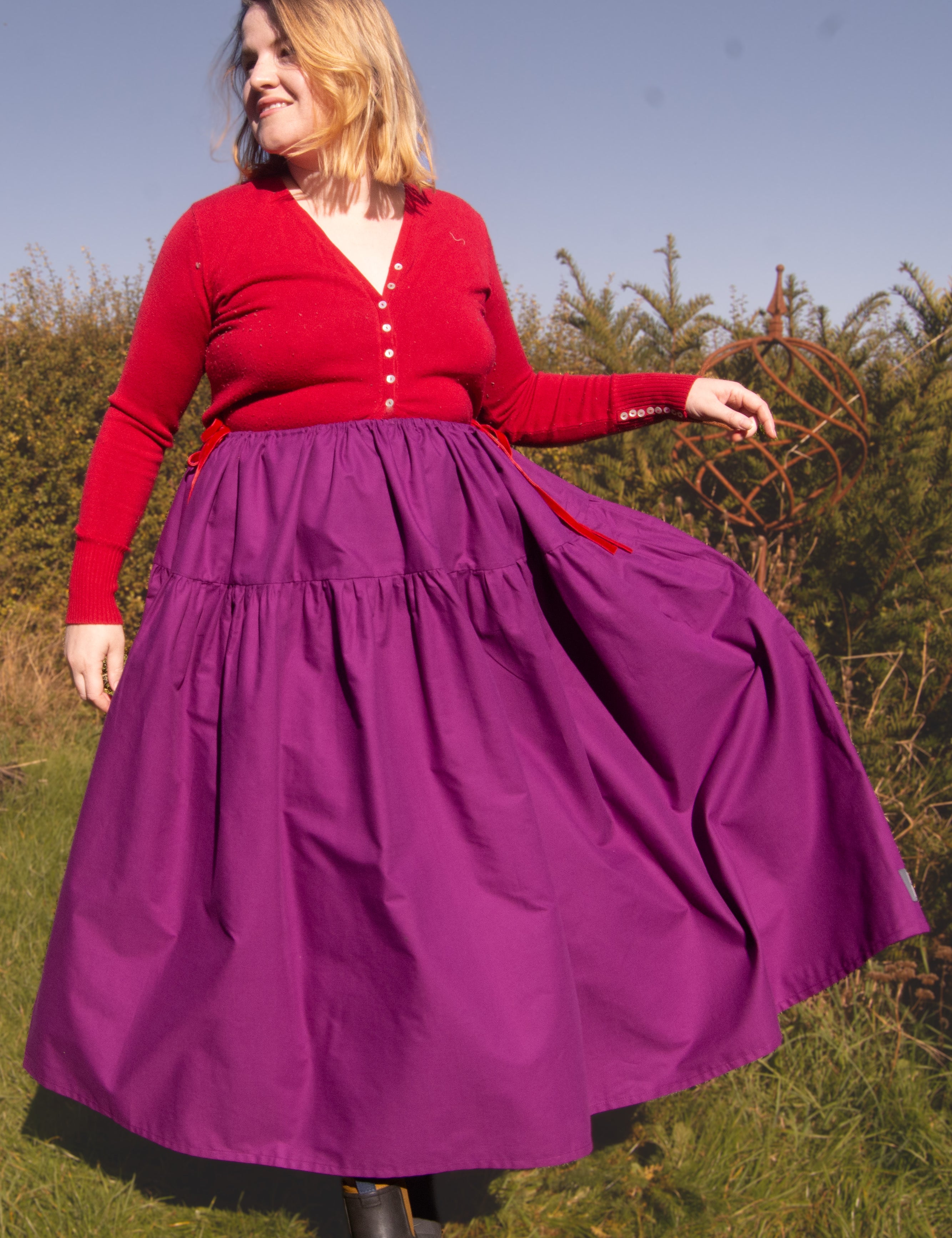 The Oak Skirt - Magenta cotton - House of Flint