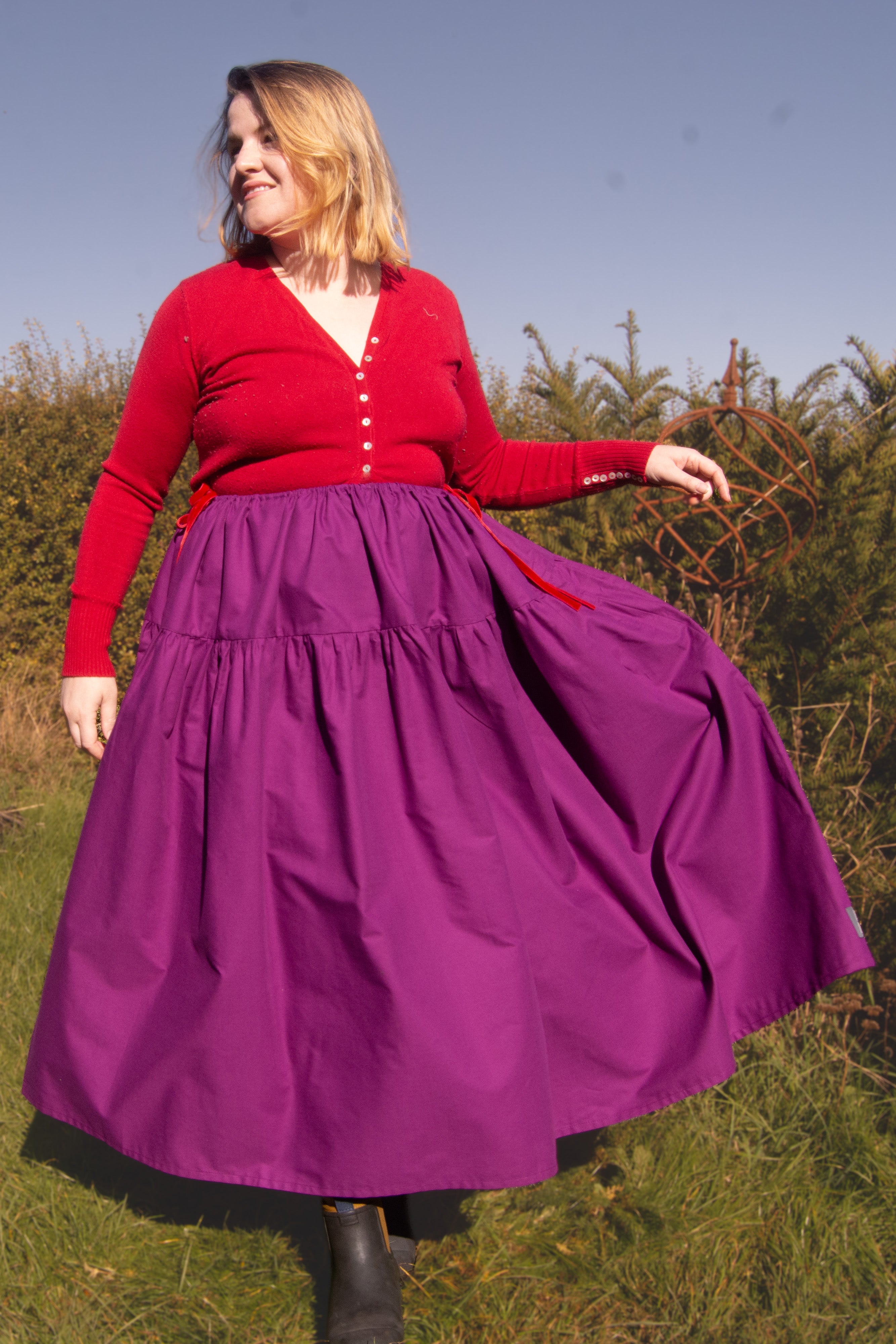 The Oak Skirt - Magenta cotton - House of Flint