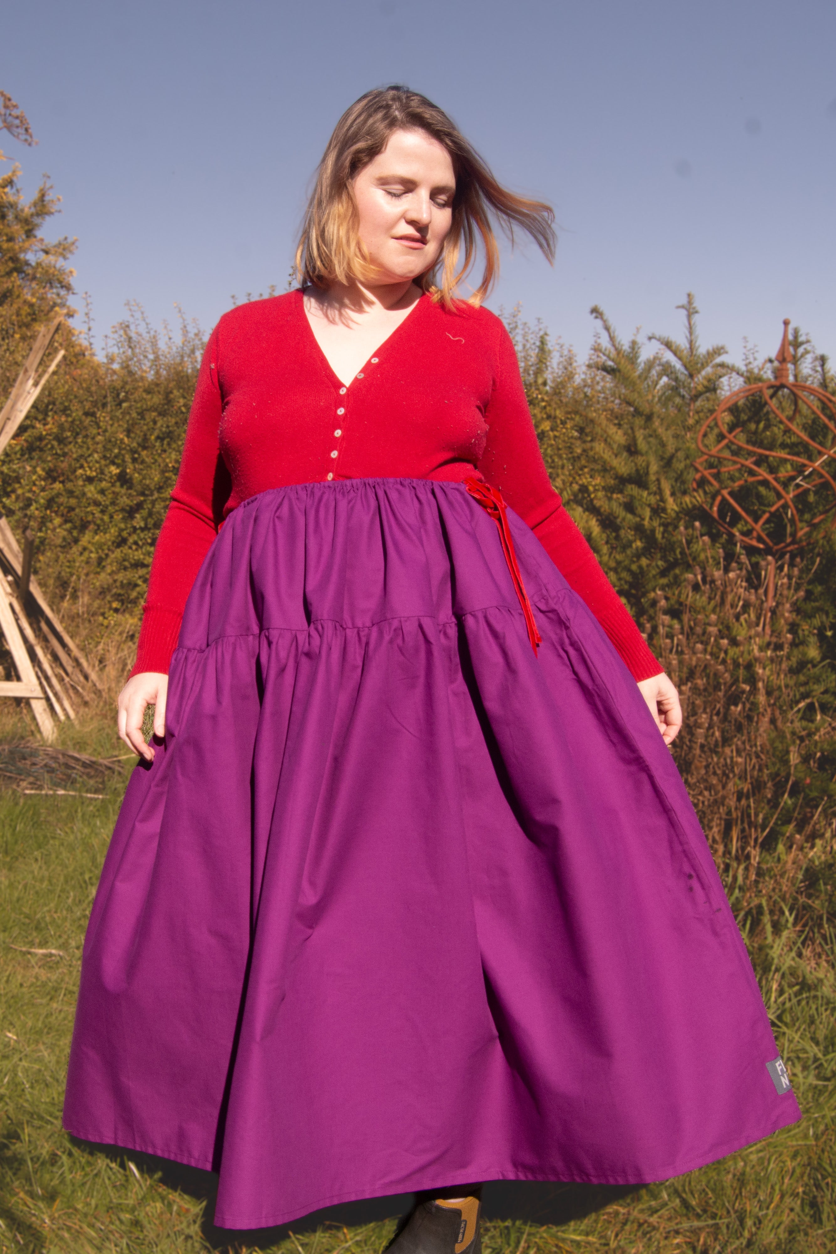 The Oak Skirt - Magenta cotton - House of Flint
