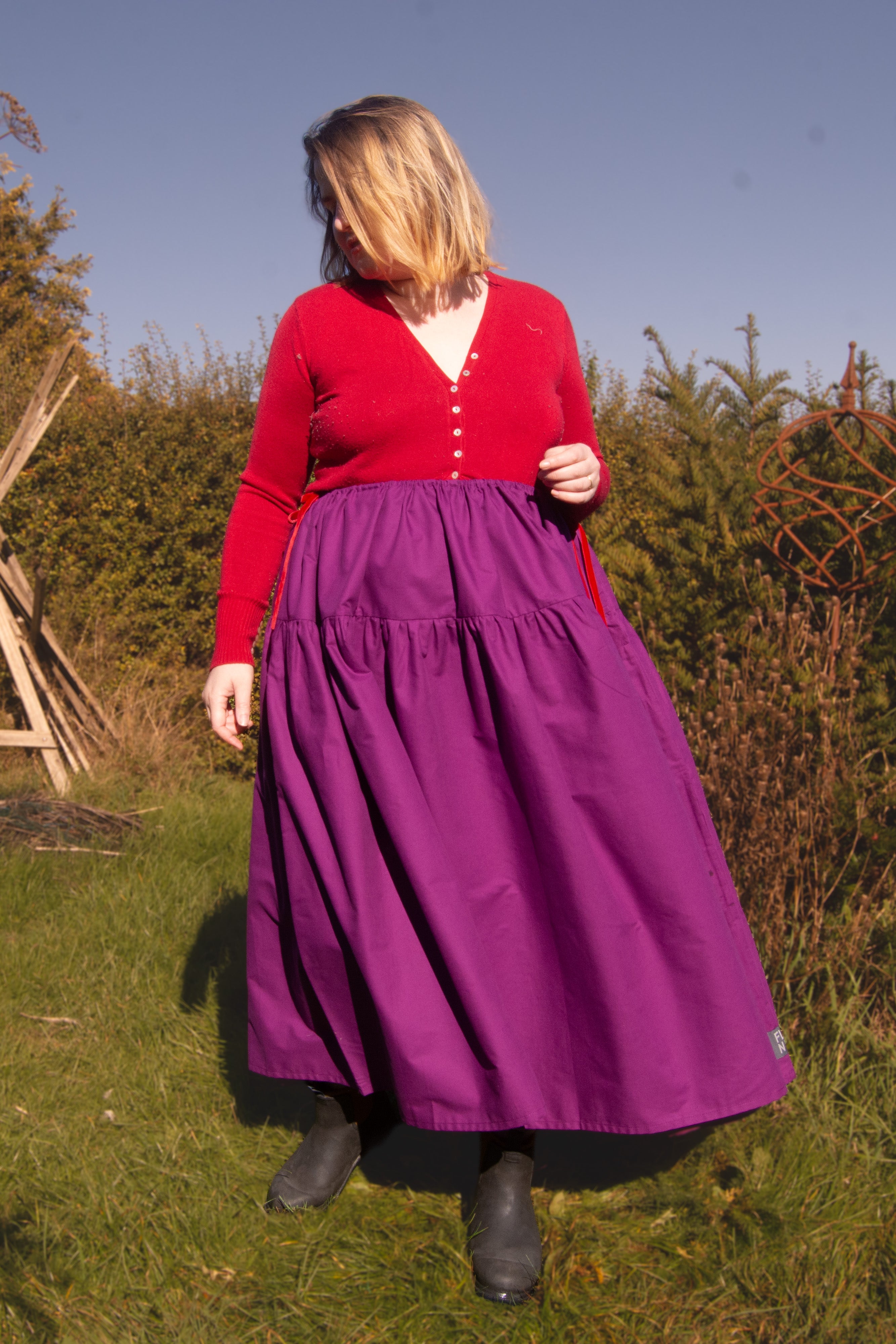 The Oak Skirt - Magenta cotton - House of Flint