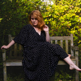 The Joan Dress in Black Polka