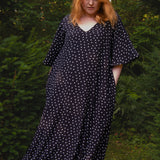 The Joan Dress in Black Polka
