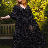 The Joan Dress in Black Polka