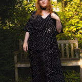 The Joan Dress in Black Polka
