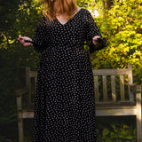 The Joan Dress in Black Polka