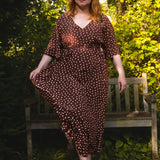The Joan Dress in Brown Polka