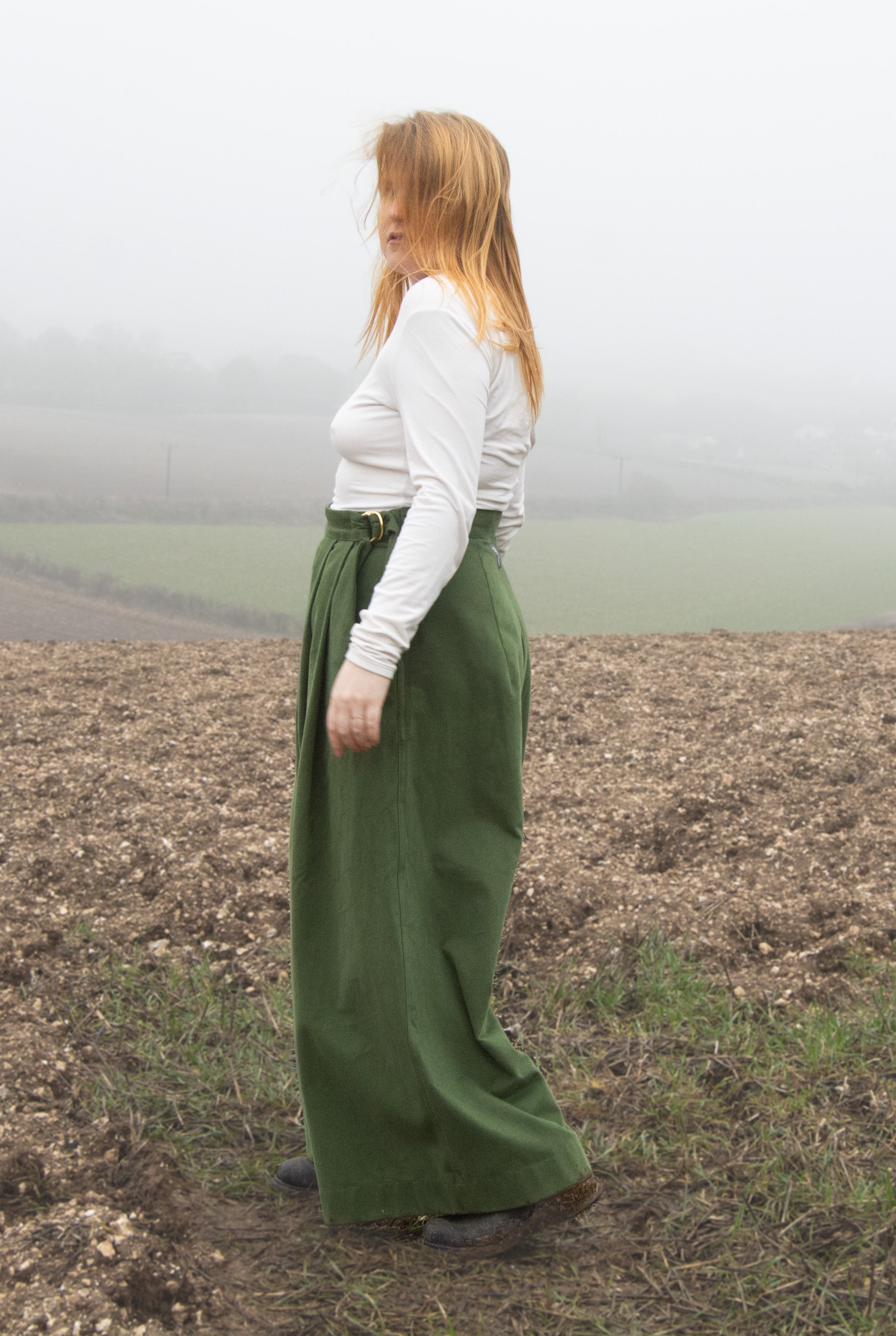 The Margo Trousers in Forest green twill - House of Flint