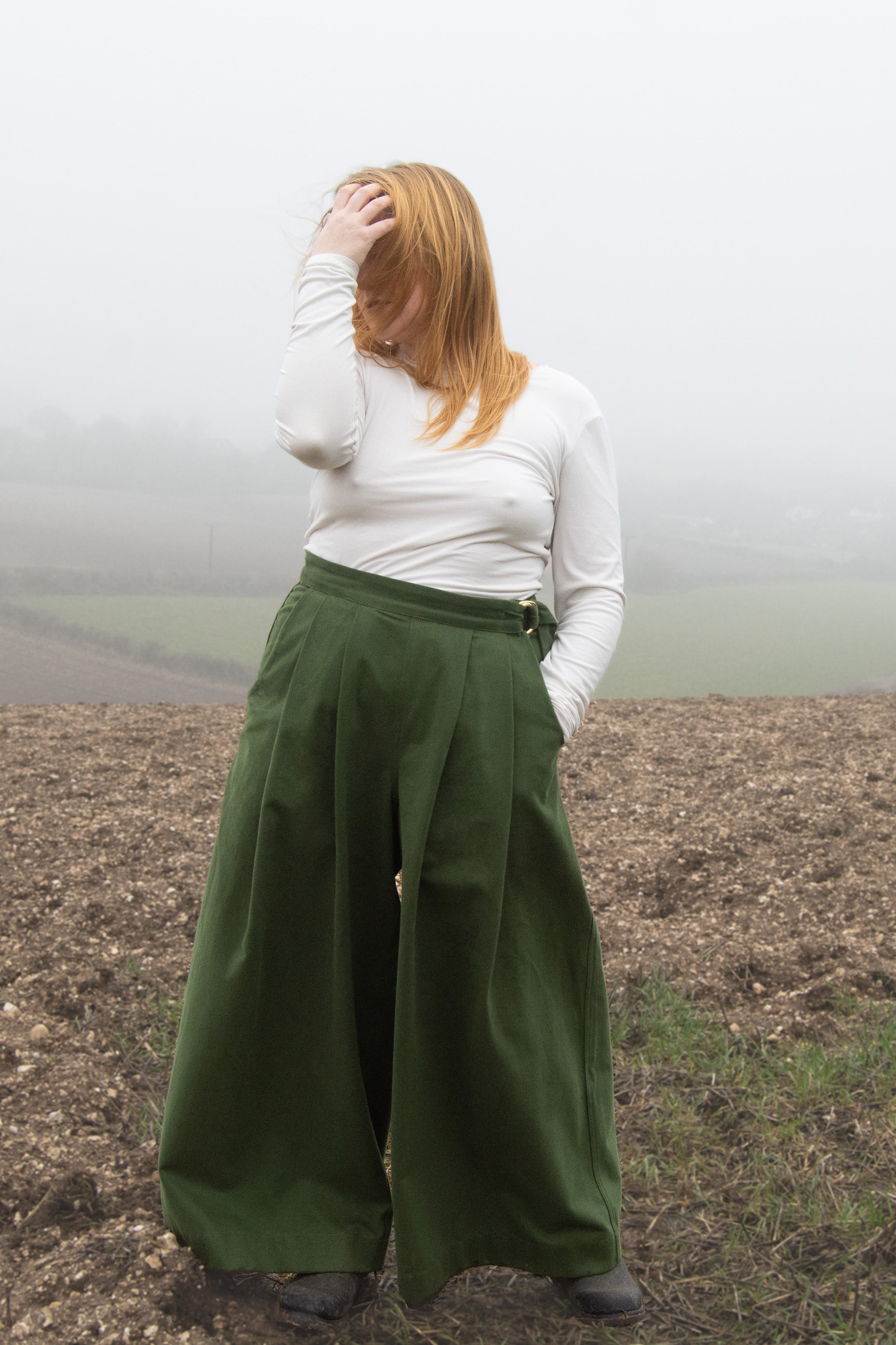 The Margo Trousers in Forest green twill - House of Flint