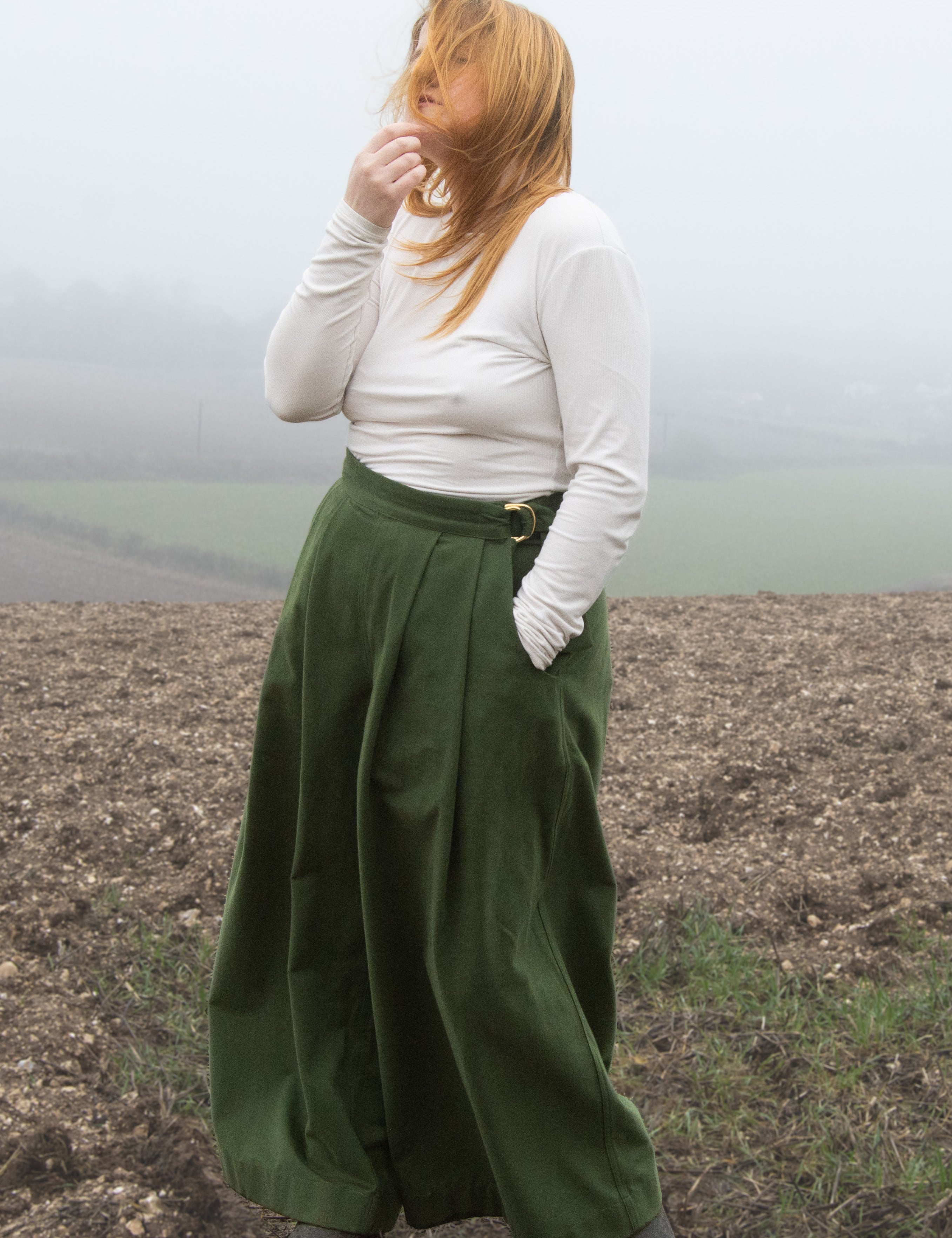 The Margo Trousers in Forest green twill - House of Flint